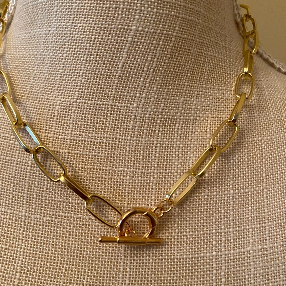18” Silver With gold overlay paper clip necklace